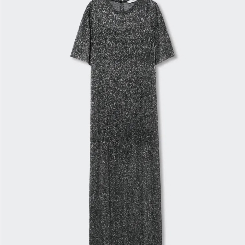 Mango Silver Shimmer Maxi Dress
